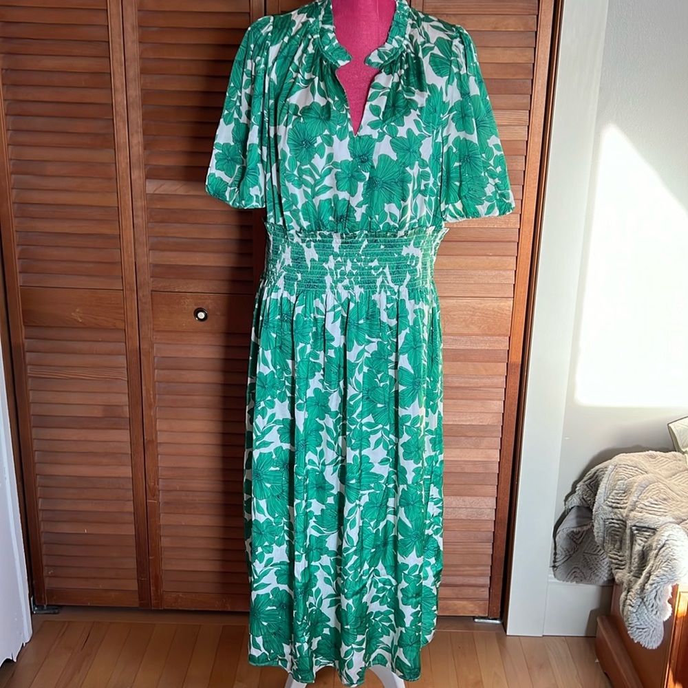 J. Crew Leafy Green Midi Dress